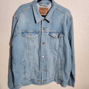 Levi Strauss Denim Jacket Mens Large Blue Signature Trucker Jean Coat Gold Label